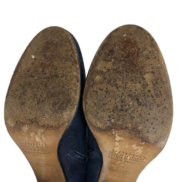 Maison Margiela Ankle Boots Size 38 Navy Blue Metallic Heels Leather Italy - Picture 13 of 16